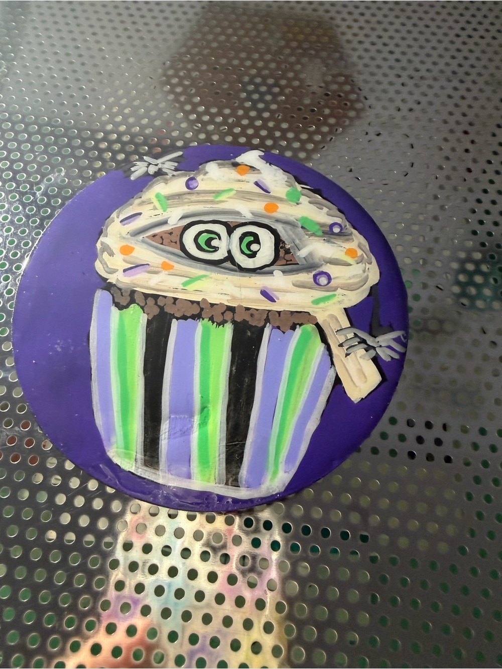 Purple Mummy Cupcake Wall Art Painting - Unbranded